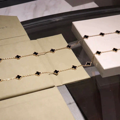 [LUXE]CLOVER 20 MOTIFS ONYX NECKLACE