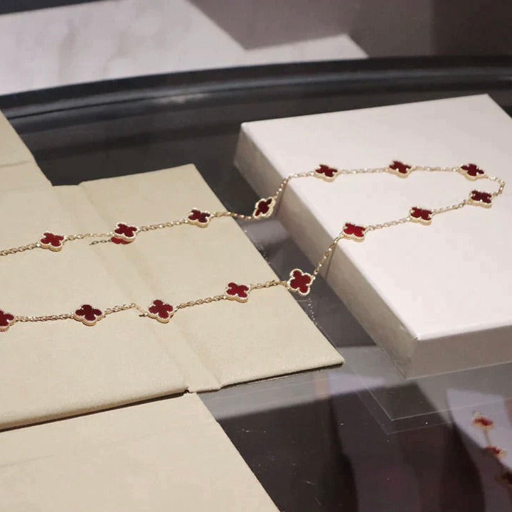 [LUXE]CLOVER 20 MOTIFS CARNELIAN NECKLACE