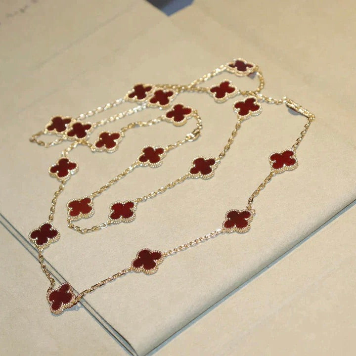 [LUXE]CLOVER 20 MOTIFS CARNELIAN NECKLACE