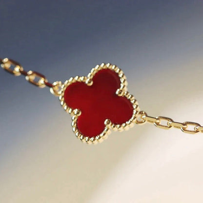 [LUXE]CLOVER 20 MOTIFS CARNELIAN NECKLACE