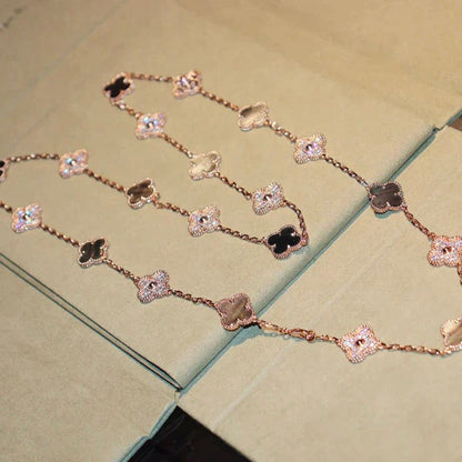 [LUXE]CLOVER 20 MOTIFS DARK MOP DIAMOND  NECKLACE