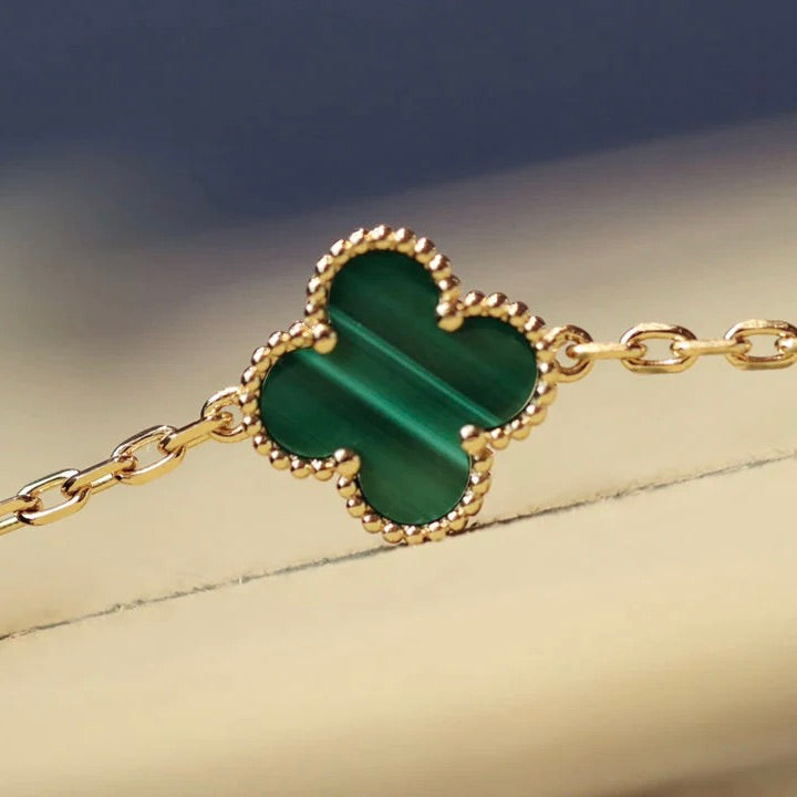 [LUXE]CLOVER 20 MOTIFS MALACHITE DIAMOND NECKLACE