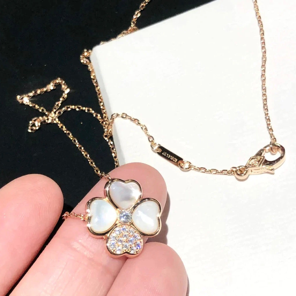 [LUXE]CLOVER MOP DIAMOND ROSE GOLD NECKLACE