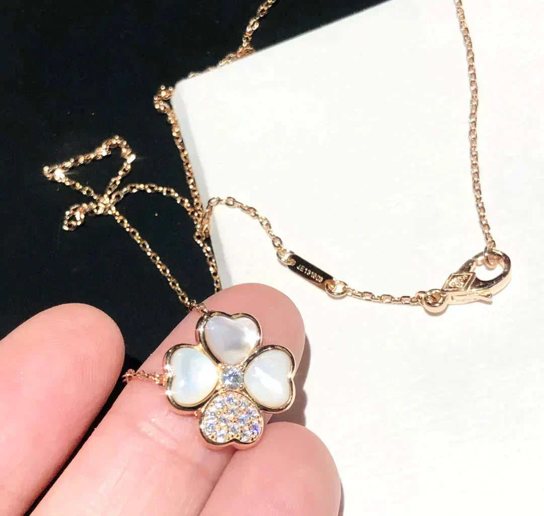 [LUXE]CLOVER MOP DIAMOND ROSE GOLD NECKLACE