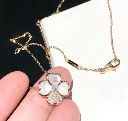 [LUXE]CLOVER MOP DIAMOND ROSE GOLD NECKLACE