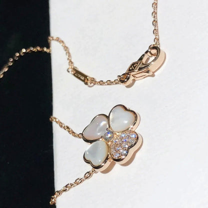 [LUXE]CLOVER MOP DIAMOND ROSE GOLD NECKLACE