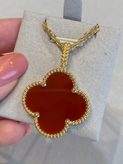 [LUXE]CLOVER 25MM NECKLACE GOLD CARNELIAN