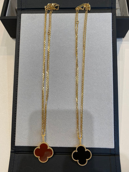 [LUXE]CLOVER 25MM NECKLACE GOLD CARNELIAN