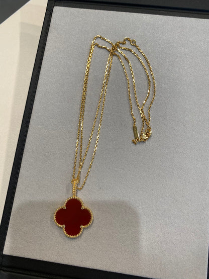 [LUXE]CLOVER 25MM NECKLACE GOLD CARNELIAN