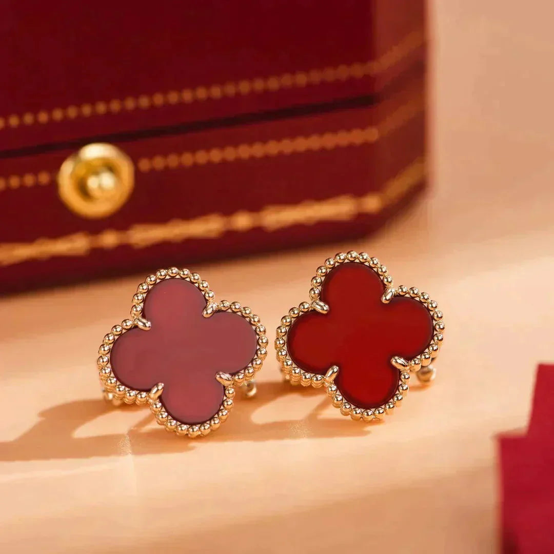 [LUXE]CLOVER MEDIUM 1 MOTIFS CARNELIAN  EARRINGS