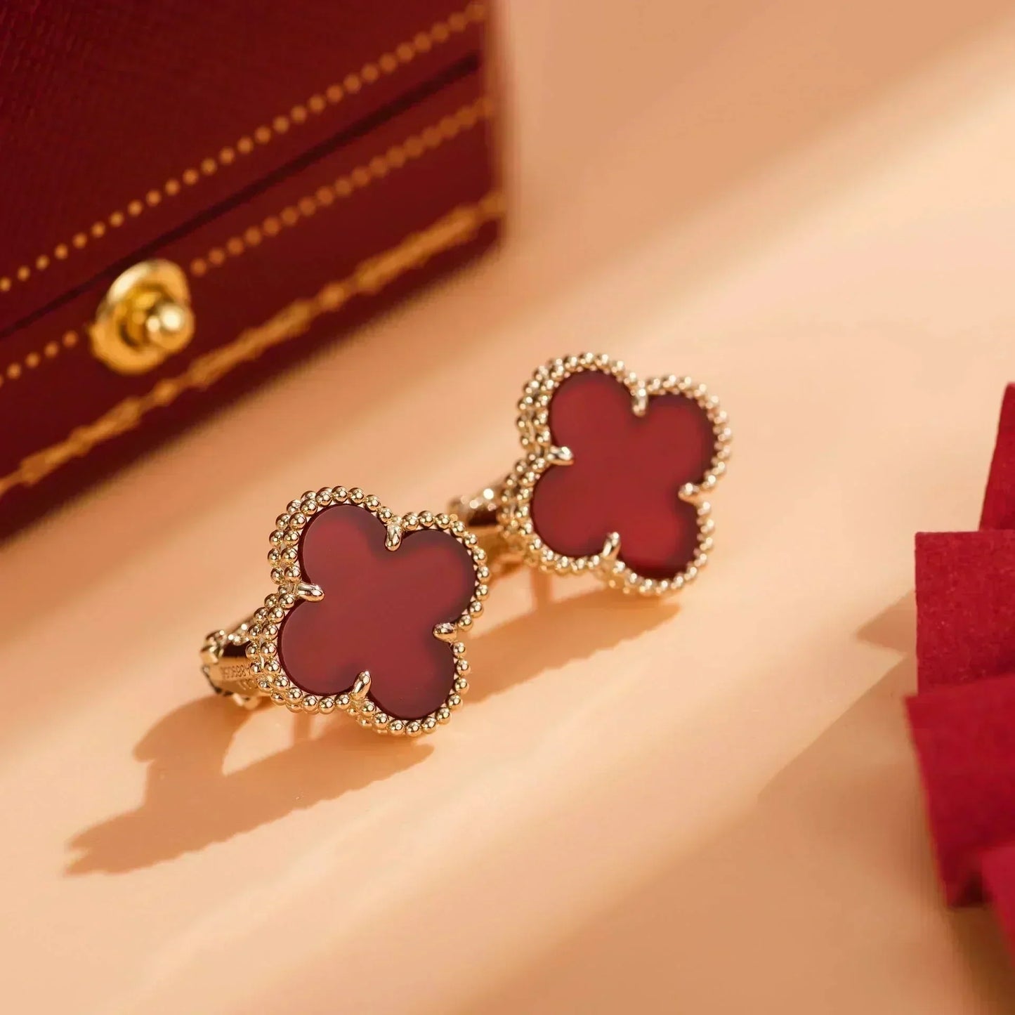 [LUXE]CLOVER MEDIUM 1 MOTIFS CARNELIAN  EARRINGS