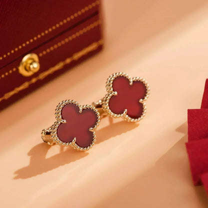 [LUXE]CLOVER MEDIUM 1 MOTIFS CARNELIAN  EARRINGS