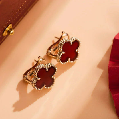 [LUXE]CLOVER MEDIUM 1 MOTIFS CARNELIAN  EARRINGS