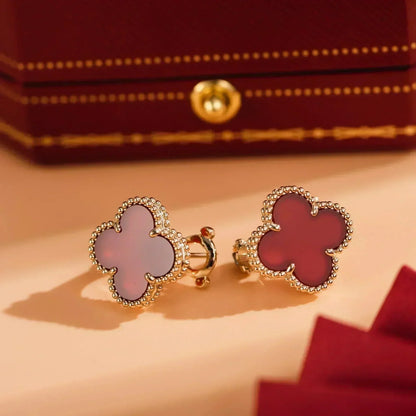 [LUXE]CLOVER MEDIUM 1 MOTIFS CARNELIAN  EARRINGS