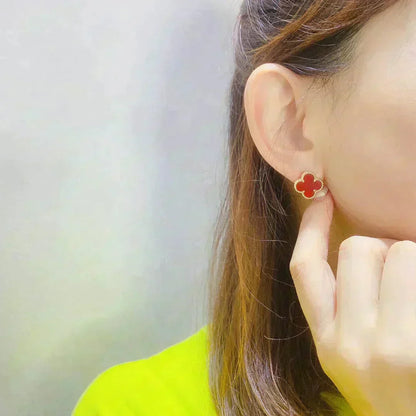 [LUXE]CLOVER MEDIUM 1 MOTIFS CARNELIAN  EARRINGS
