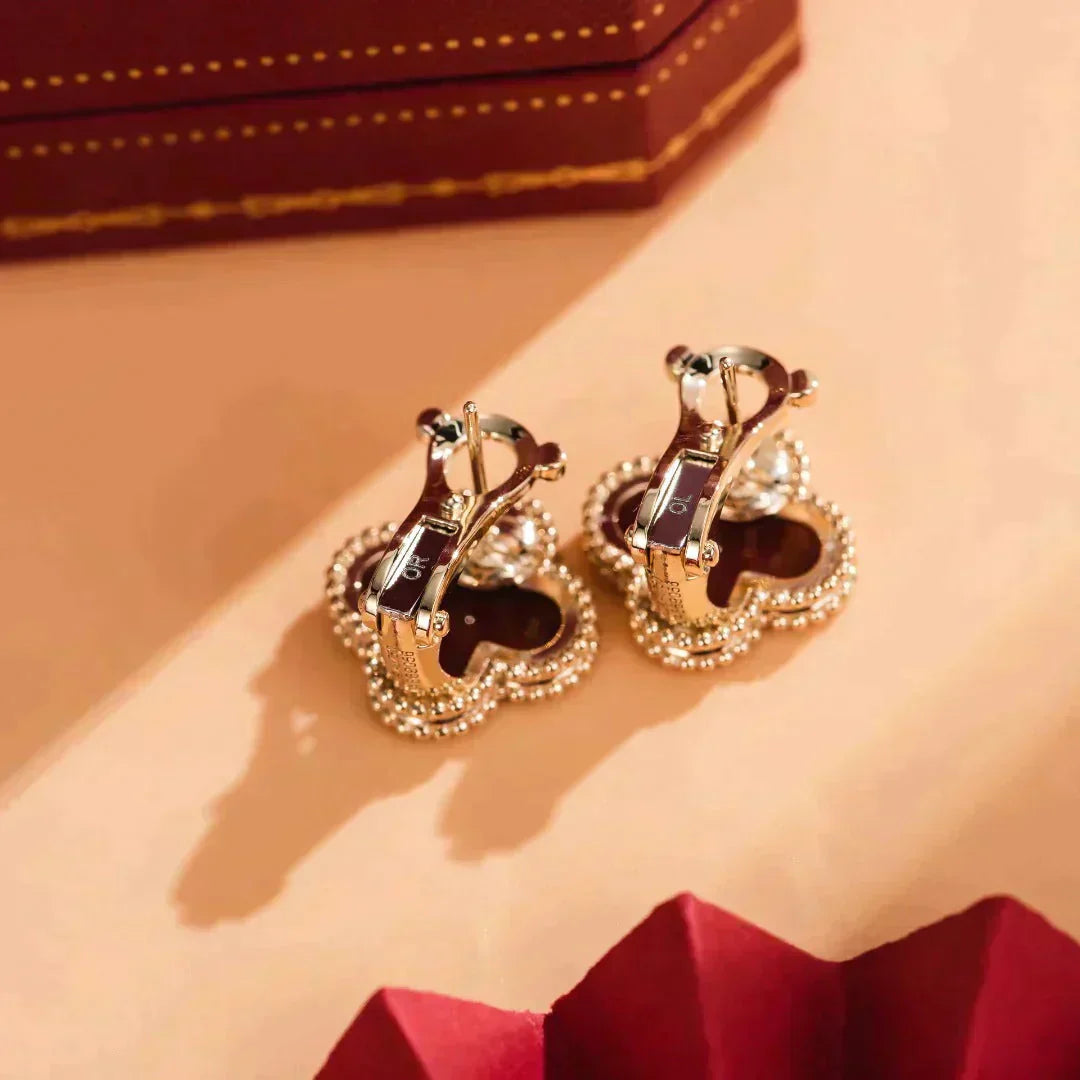 [LUXE]CLOVER MEDIUM 1 MOTIFS CARNELIAN  EARRINGS