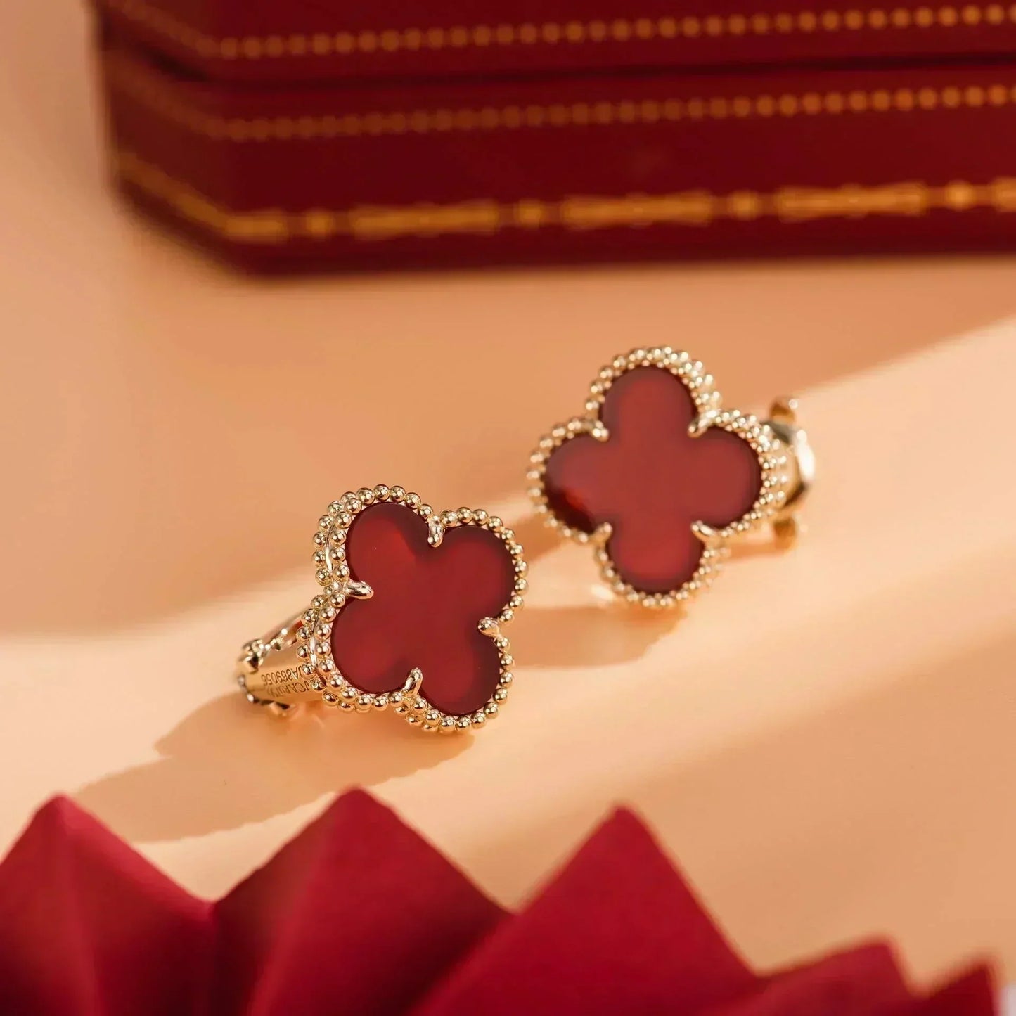 [LUXE]CLOVER MEDIUM 1 MOTIFS CARNELIAN  EARRINGS