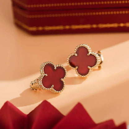 [LUXE]CLOVER MEDIUM 1 MOTIFS CARNELIAN  EARRINGS