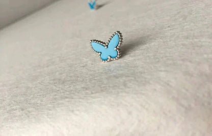 [LUXE]BUTTERFLY TURQUOISE EARRINGS SILVER