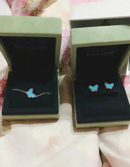 [LUXE]BUTTERFLY TURQUOISE EARRINGS SILVER