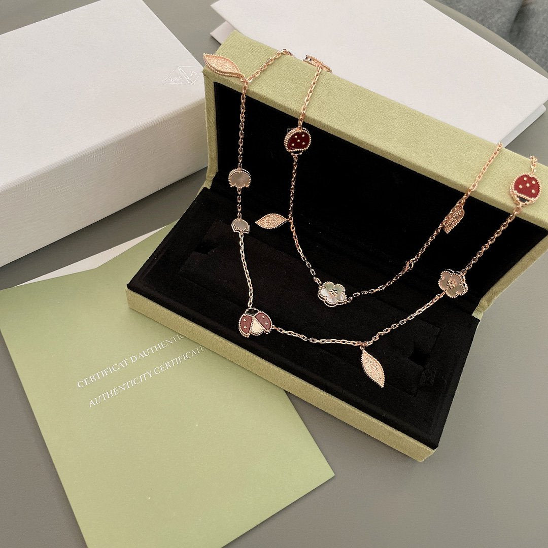 [LUXE]LUCKY SPRING 15 MOTIFS ROSE GOLD NECKLACE