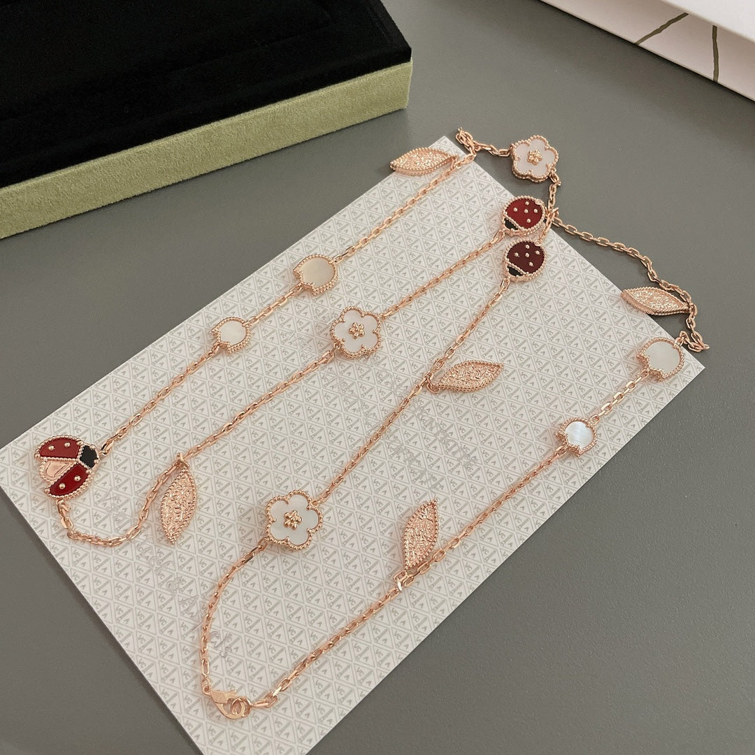 [LUXE]LUCKY SPRING 15 MOTIFS ROSE GOLD NECKLACE