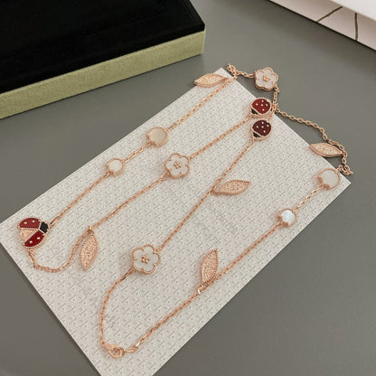 [LUXE]LUCKY SPRING 15 MOTIFS ROSE GOLD NECKLACE