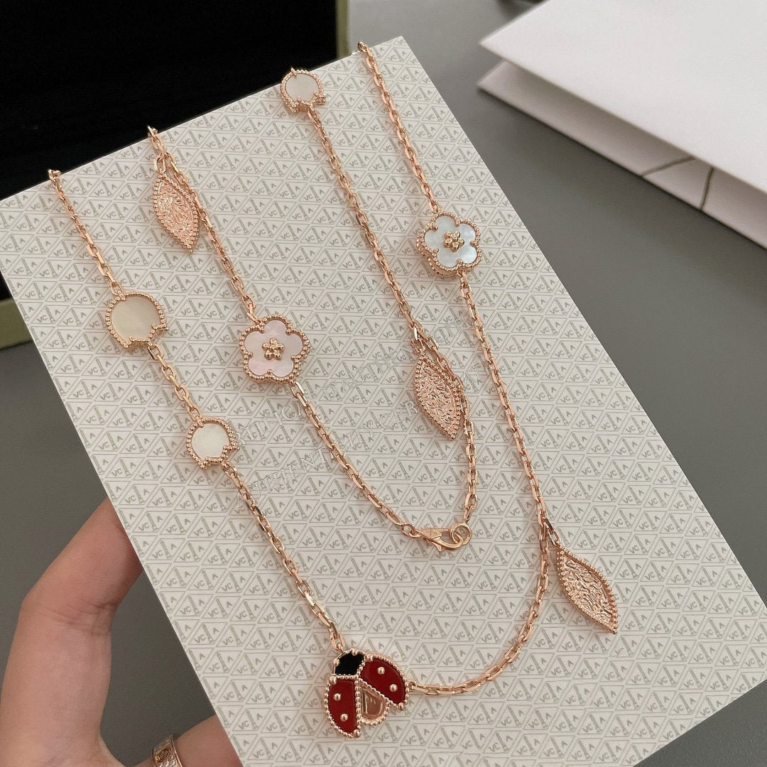 [LUXE]LUCKY SPRING 15 MOTIFS ROSE GOLD NECKLACE