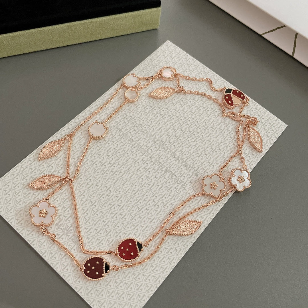 [LUXE]LUCKY SPRING 15 MOTIFS ROSE GOLD NECKLACE