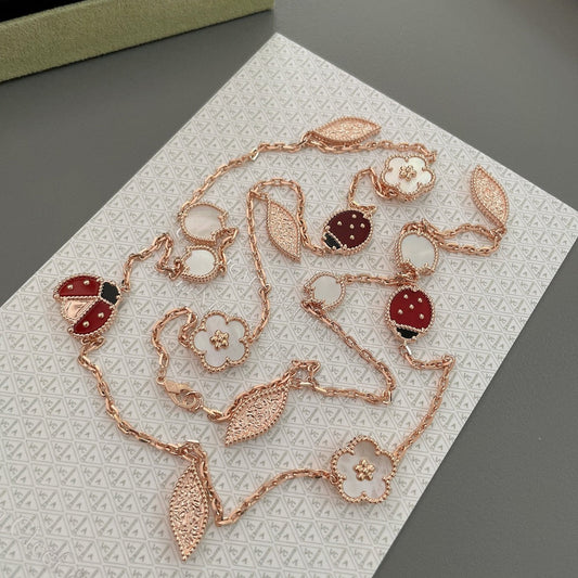 [LUXE]LUCKY SPRING 15 MOTIFS ROSE GOLD NECKLACE