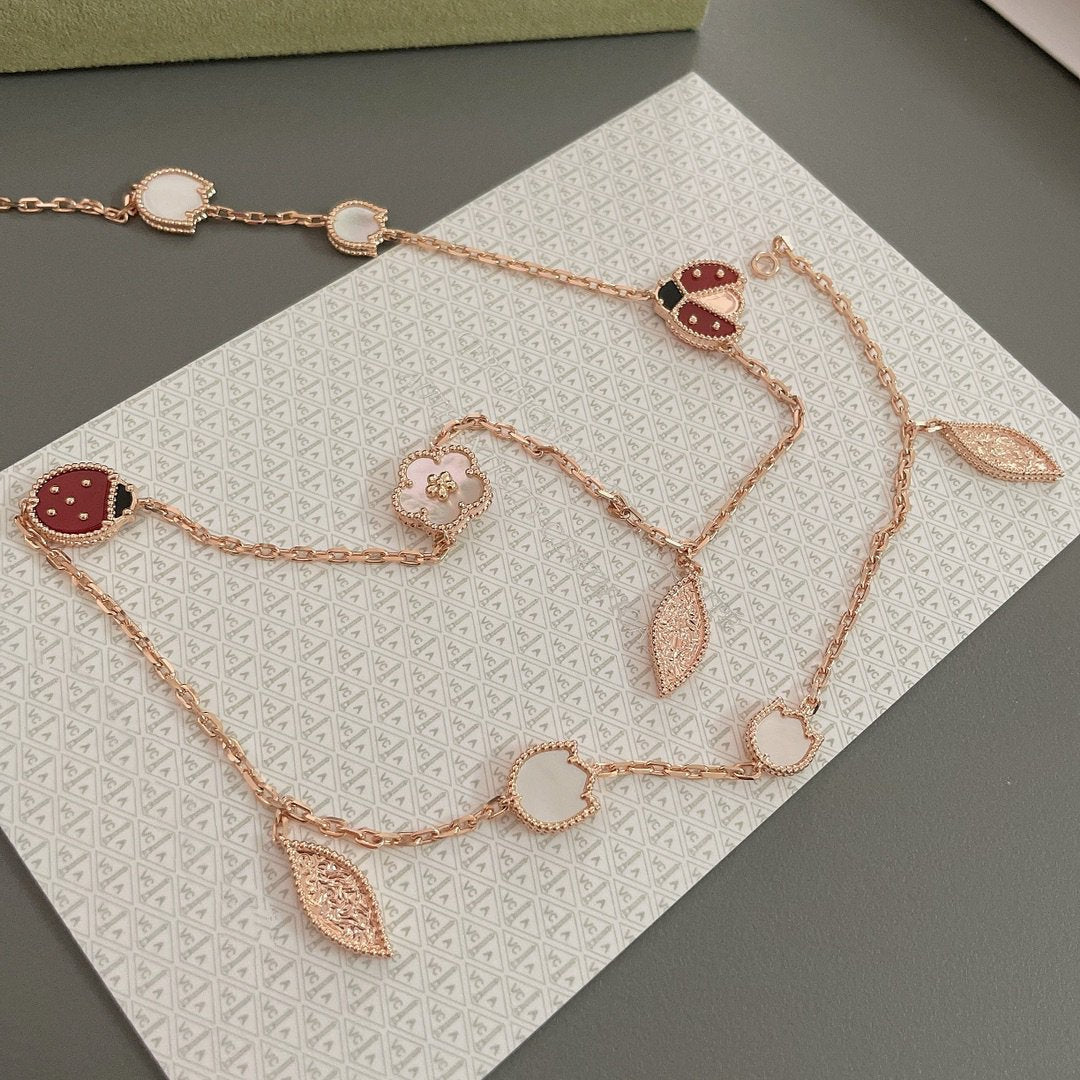 [LUXE]LUCKY SPRING 15 MOTIFS ROSE GOLD NECKLACE
