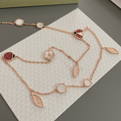 [LUXE]LUCKY SPRING 15 MOTIFS ROSE GOLD NECKLACE