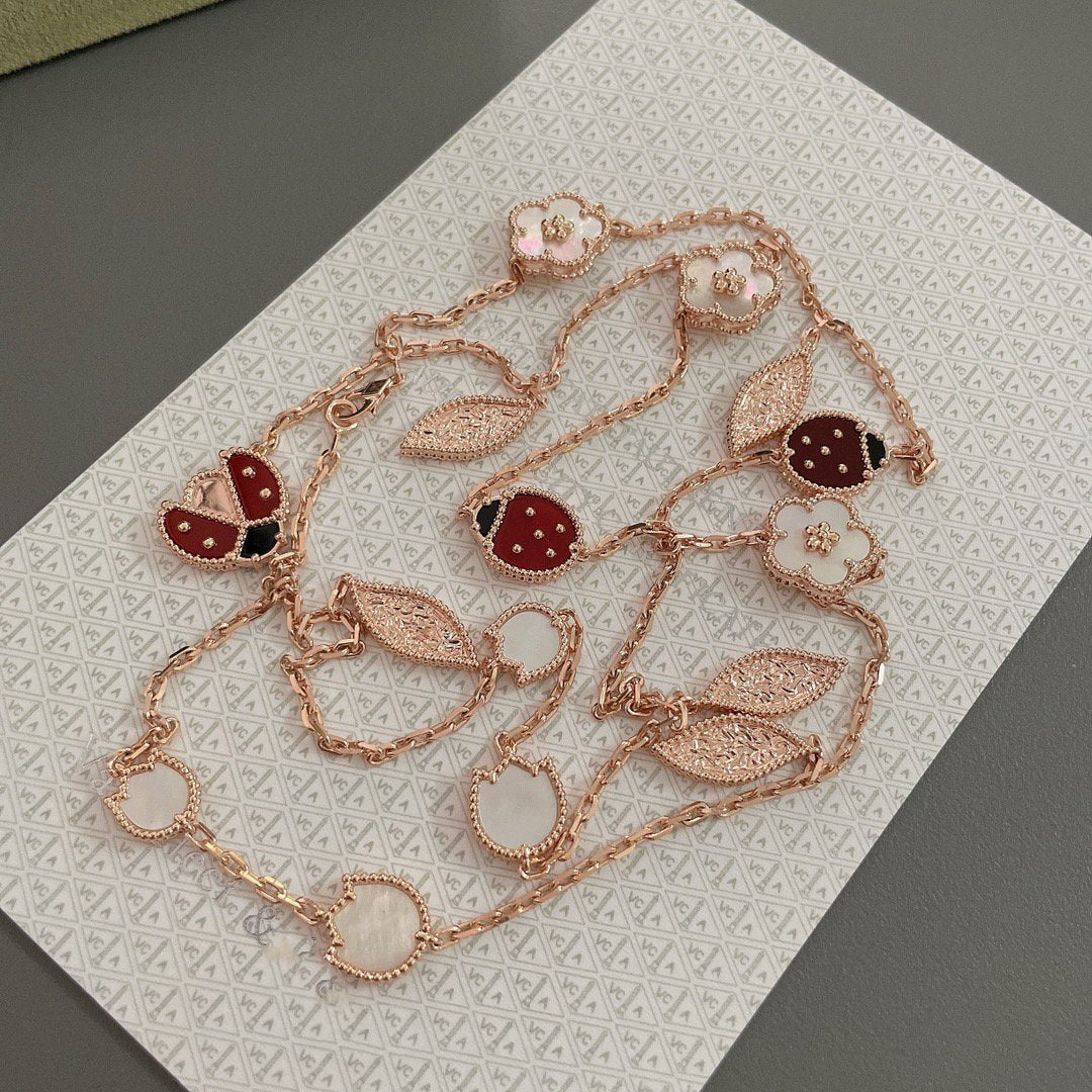[LUXE]LUCKY SPRING 15 MOTIFS ROSE GOLD NECKLACE