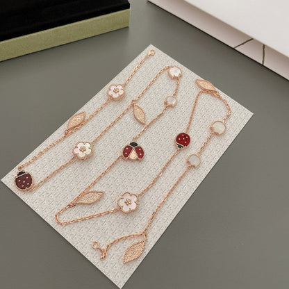 [LUXE]LUCKY SPRING 15 MOTIFS ROSE GOLD NECKLACE