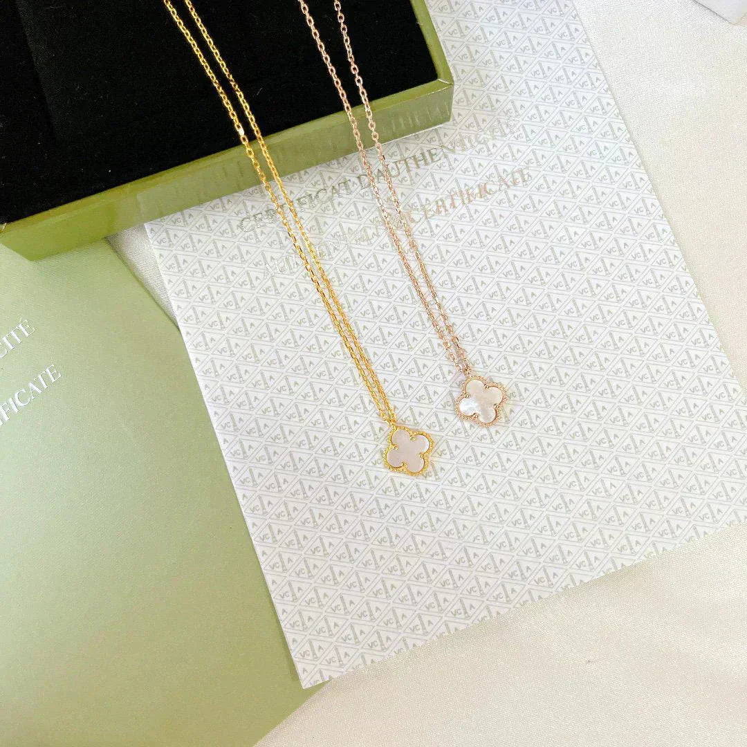 [LUXE]CLOVER MINI 9.5MM WHITE MOTHER-OF-PEARL NECKLACE