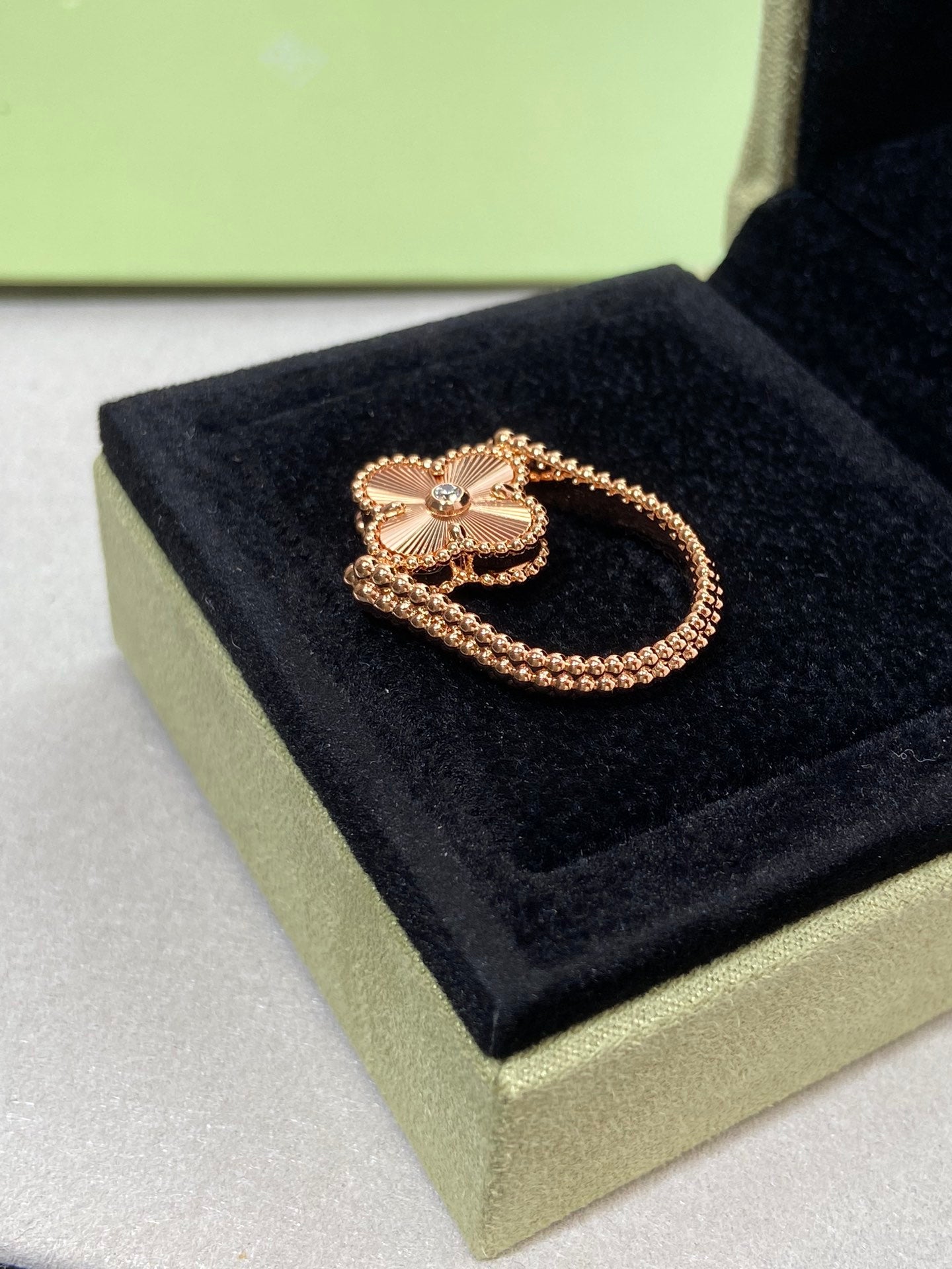 [LUXE]CLOVER RIVERSIBLE ROSE GOLD RING