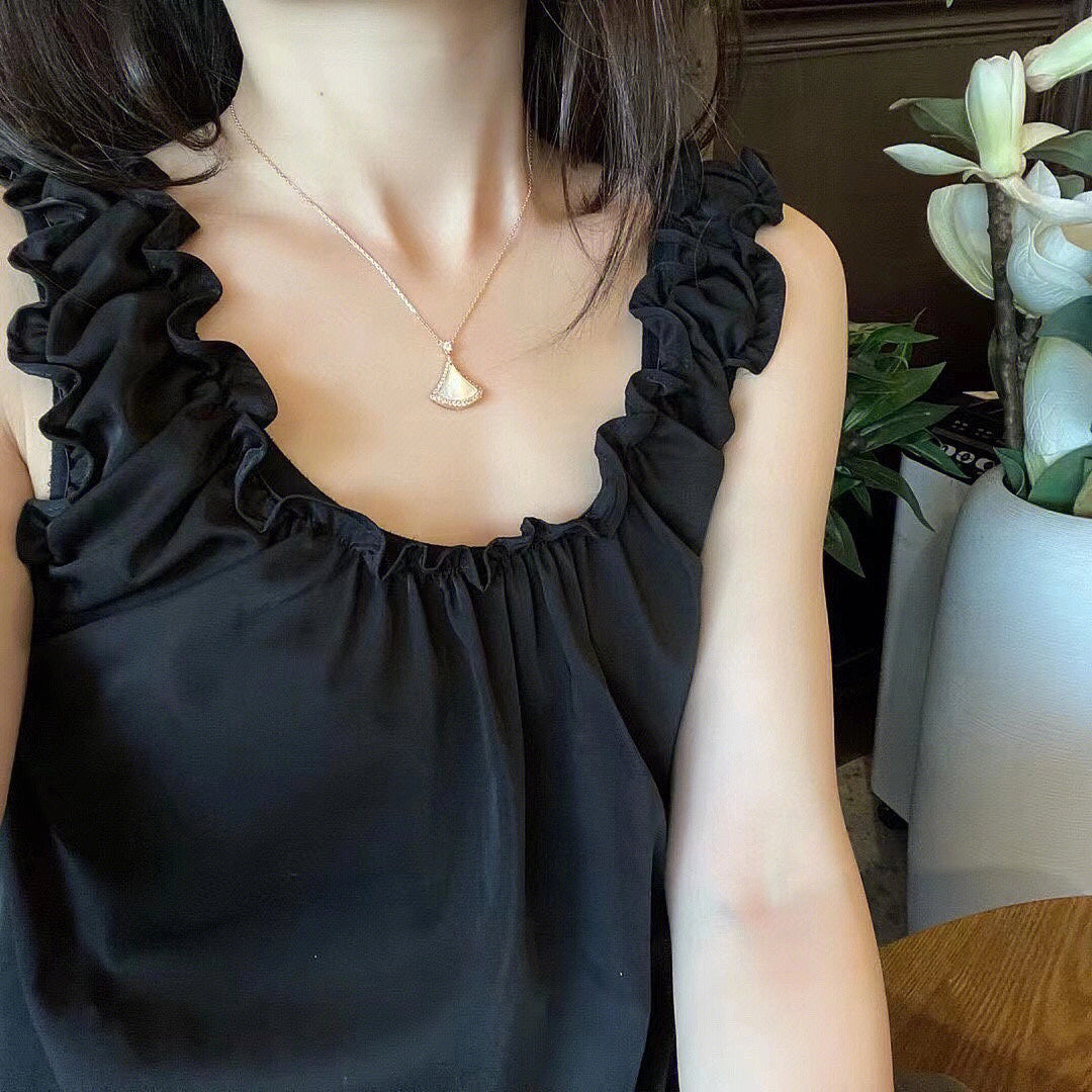 [LUXE]DREAM MOP DIAMOND PAVED PINK GOLD NECKLACE
