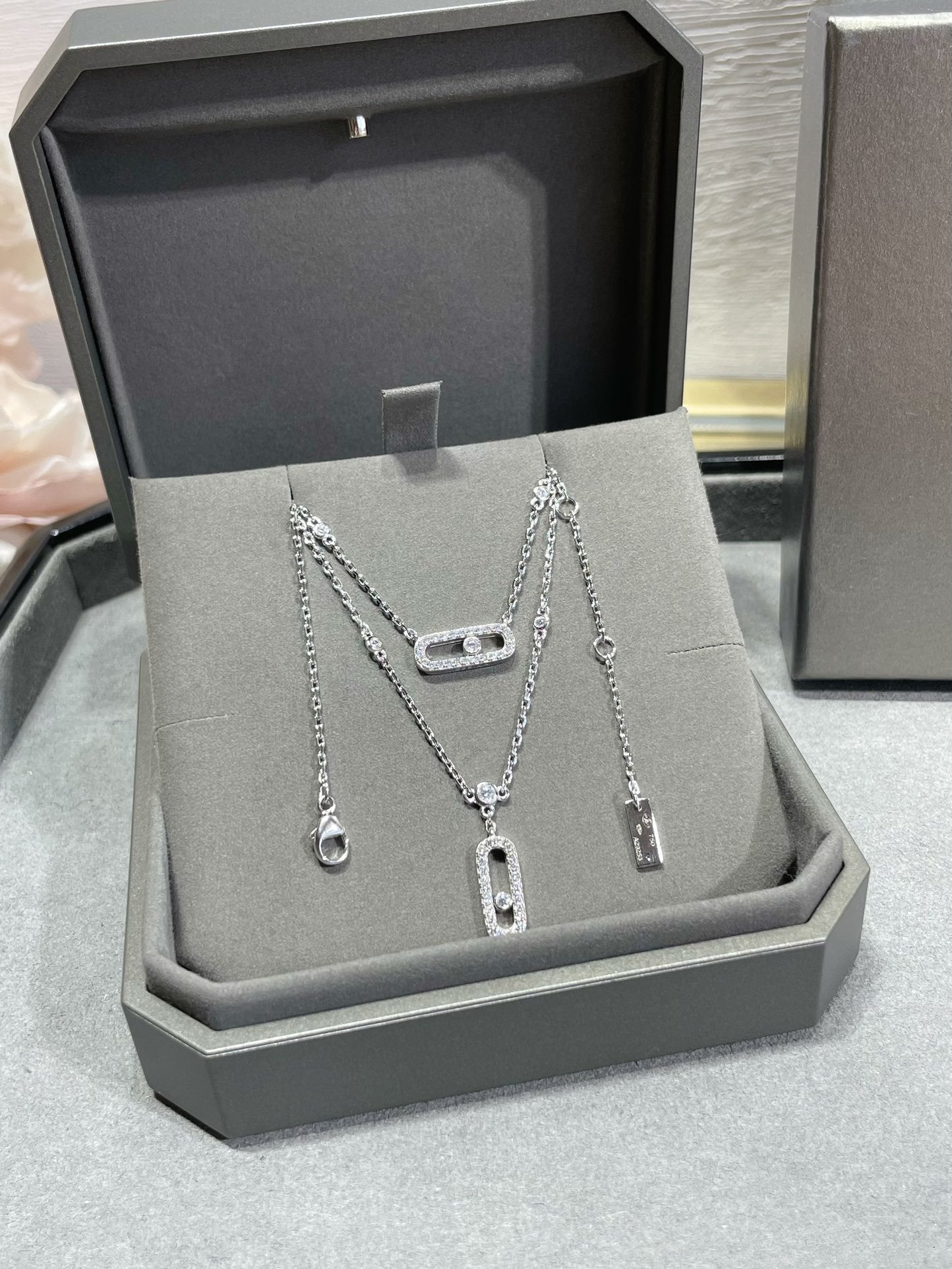 [LUXE]MOVE 2 ROW DIAMOND NECKLACE