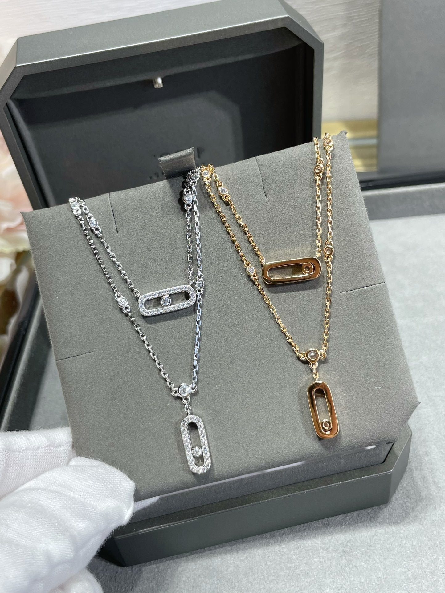 [LUXE]MOVE 2 ROW DIAMOND NECKLACE