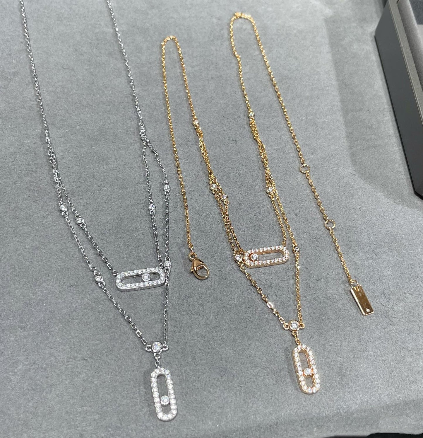 [LUXE]MOVE 2 ROW DIAMOND NECKLACE