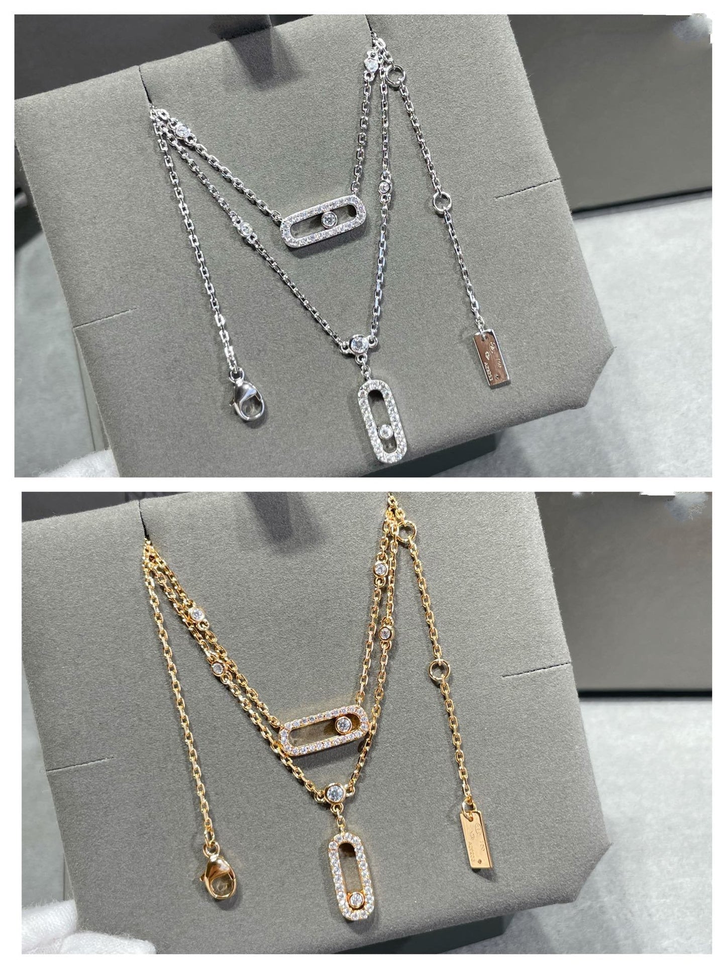 [LUXE]MOVE 2 ROW DIAMOND NECKLACE