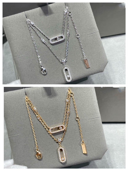 [LUXE]MOVE 2 ROW DIAMOND NECKLACE