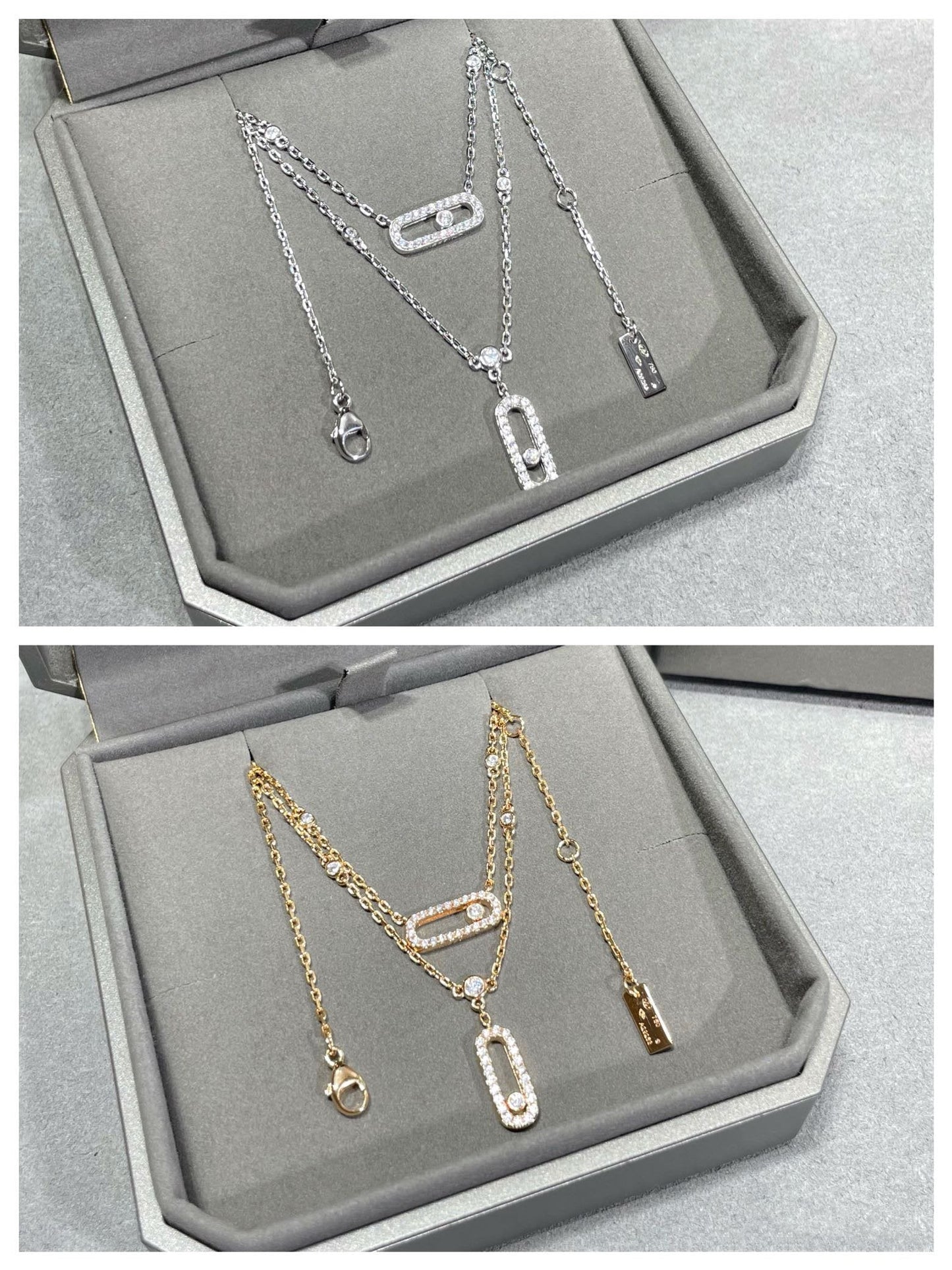[LUXE]MOVE 2 ROW DIAMOND NECKLACE