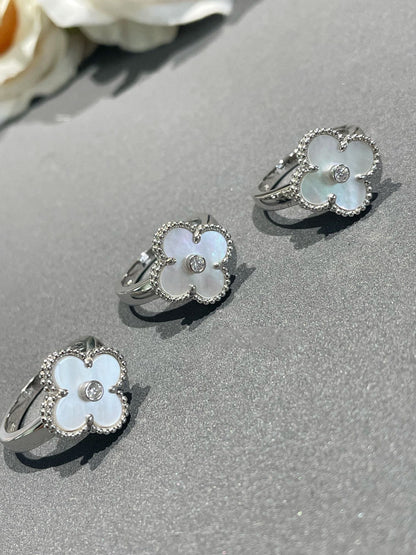 [LUXE]CLOVER SILVER MOP DIAMOND RING