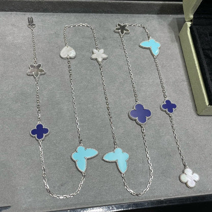 [LUXE]LUCKY CLOVER SILVER 11 MOTIF NECKLACE