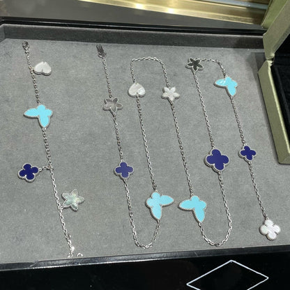 [LUXE]LUCKY CLOVER SILVER 11 MOTIF NECKLACE
