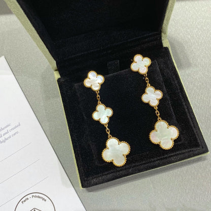 [LUXE]CLOVER MOP 3 MOTIFS GOLD EARRINGS