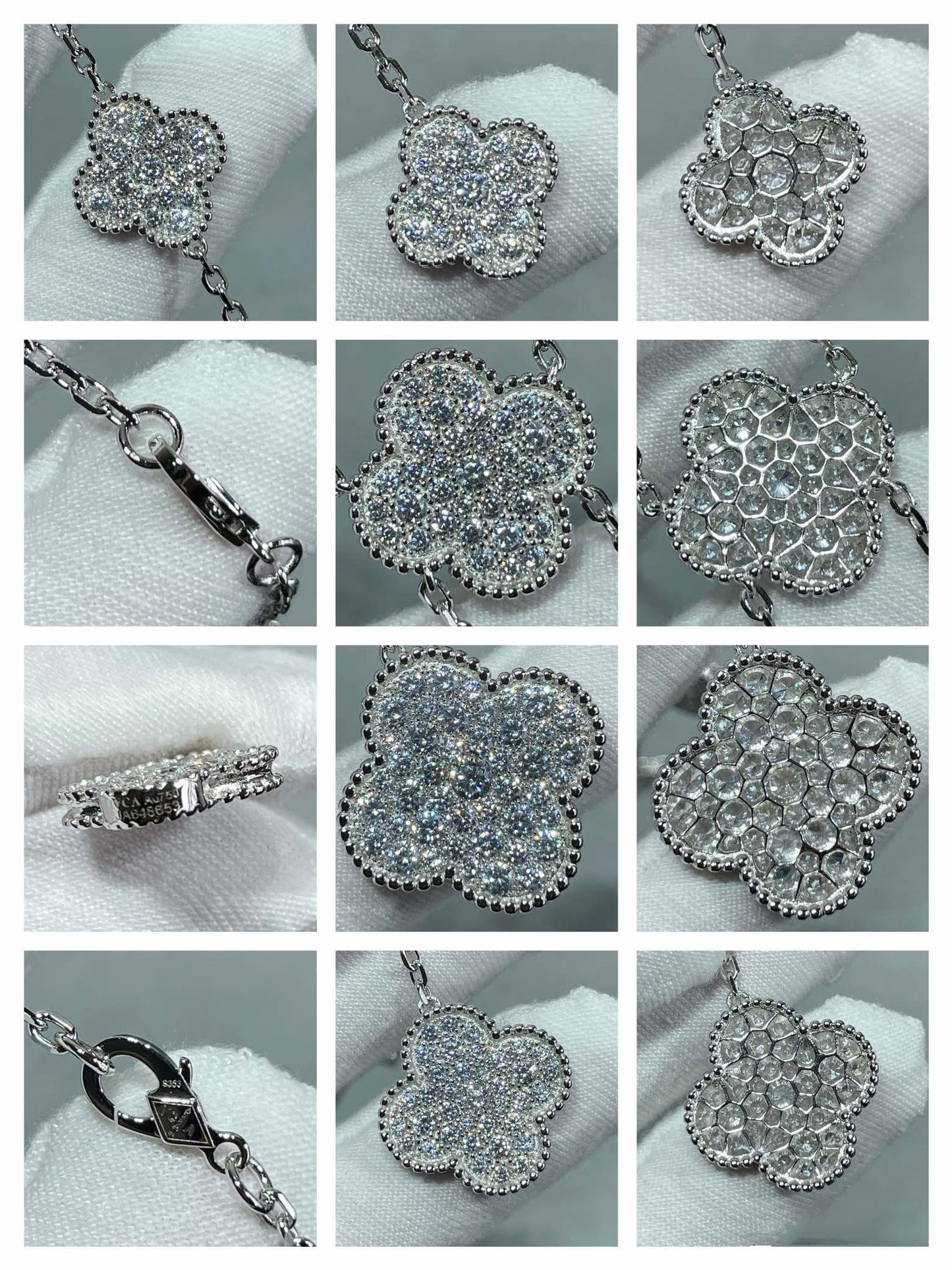 [LUXE]CLOVER 6 MOTIF DIAMOND PAVED NECKLACE