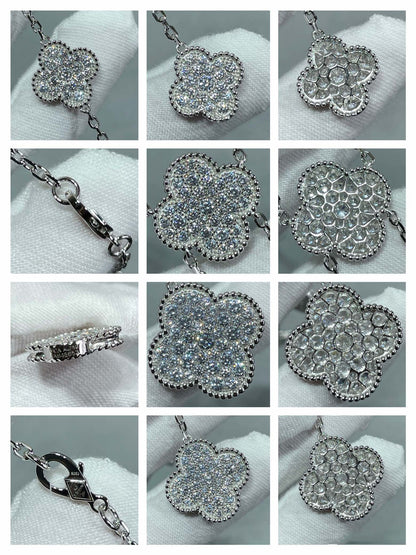 [LUXE]CLOVER 6 MOTIF DIAMOND PAVED NECKLACE
