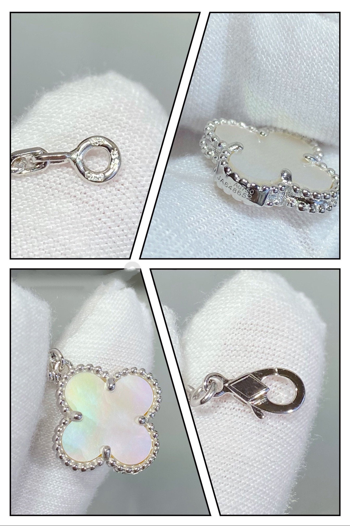 [LUXE]CLOVER 5 MOTIF WHITE MOP SILVER BRACELET
